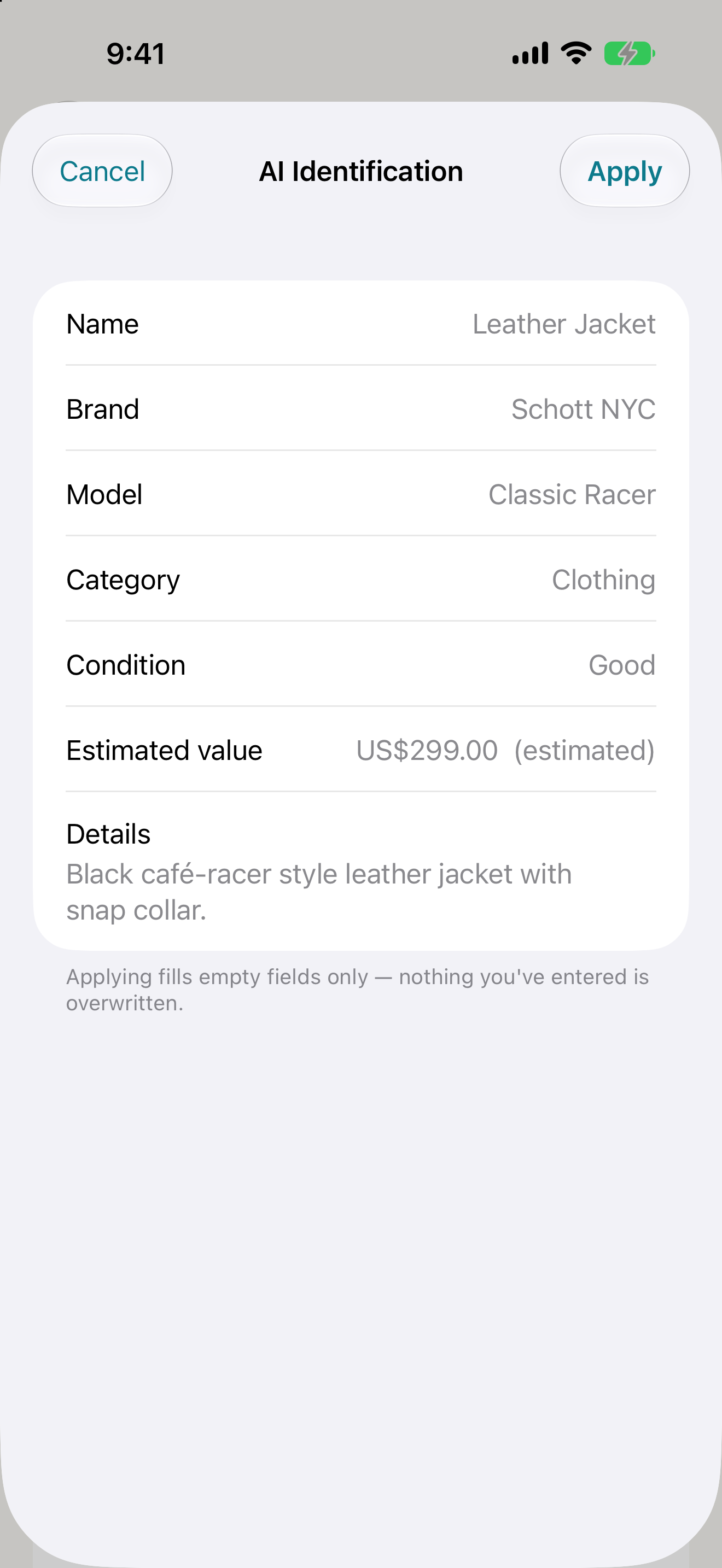 AI item identification
